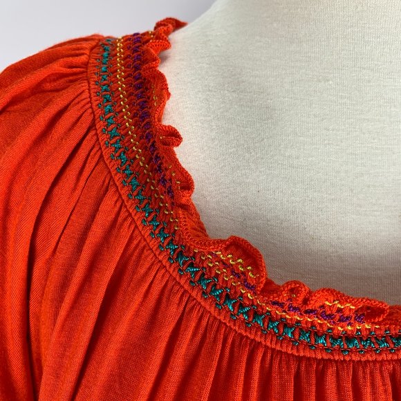 New Directions NWT Large Orange Blouse Embroidery - Picture 5 of 6